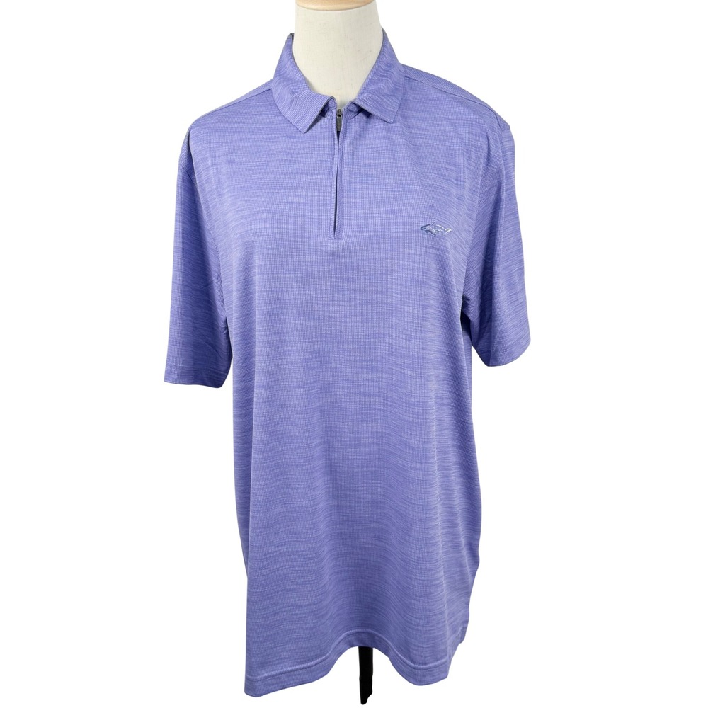 Greg Norman Men M Play Dry Quarter Zip Polo Shirt SS Golf Preppy‎ Resort Office